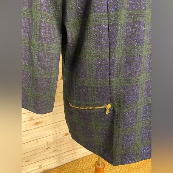 Talbots green/blue metallic plaid tunic top Size 1X - Picture 4 of 7